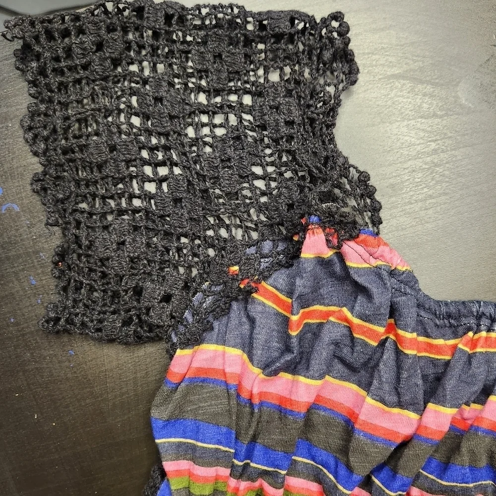 Free People NWOT Crop Top Aruba Crochet Multicolor Striped Size Small
